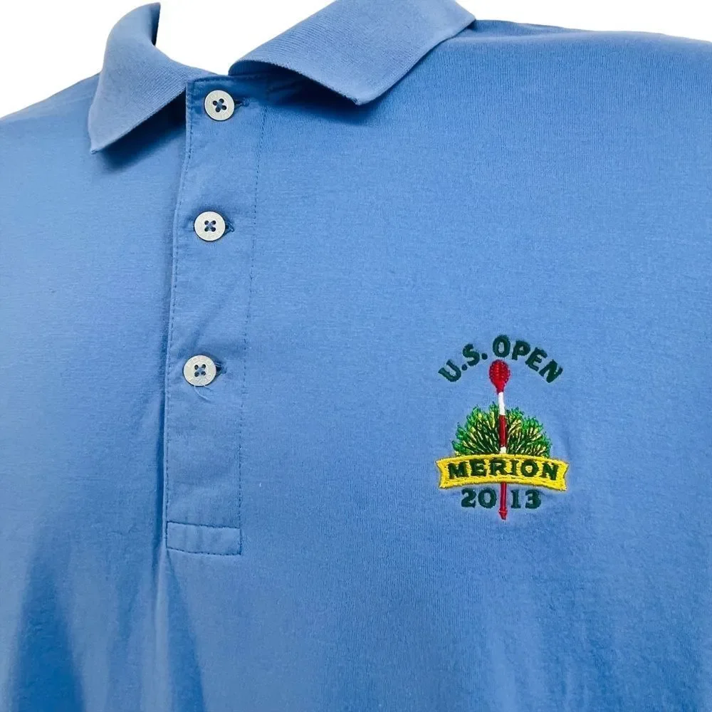 Polo Golf Ralph Lauren Polo Shirt Blue Pima Cotton U.S. Open Merion 2013 L 10222